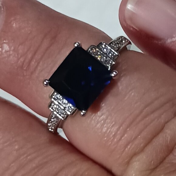 Source Unknown Jewelry - NWOT Vintage Style Art Deco Sapphire Ring Size 9